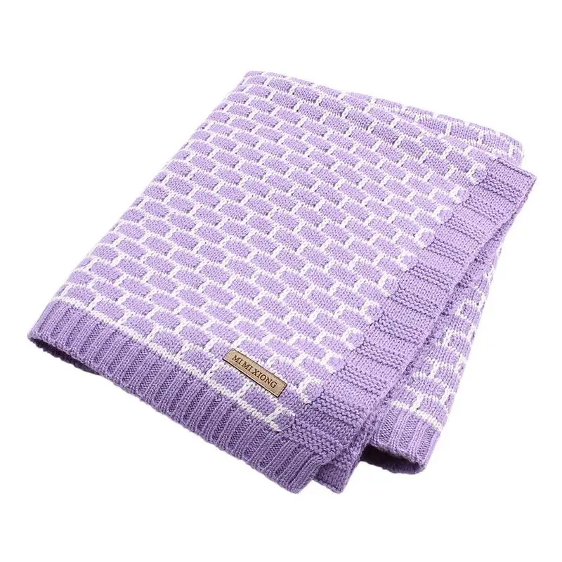 14 цветов детское одеяло вязаное Пеленальное Одеяло для новорожденных s мягкое детское постельное белье одеяло для кровати диван коляска одеяло s - Цвет: Plaid purple