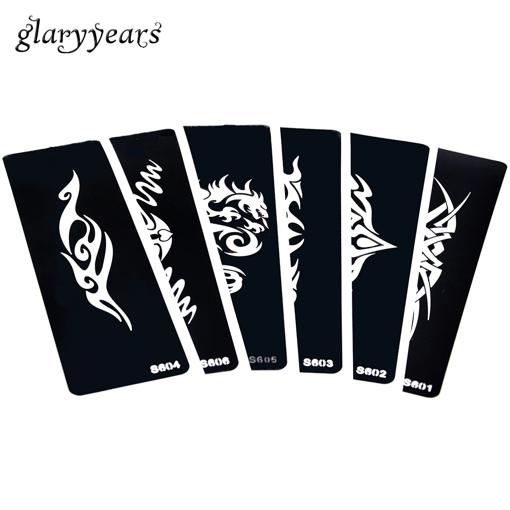 Online Shop 6 Lembar Kecil Berongga Henna Tattoo Stencil Naga Totem