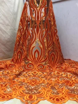 

NEW Beautiful African lace fabric 5yards/PC Velvet laser cut with Beads for women gorgeous lace dresses2018 High quality fabrics