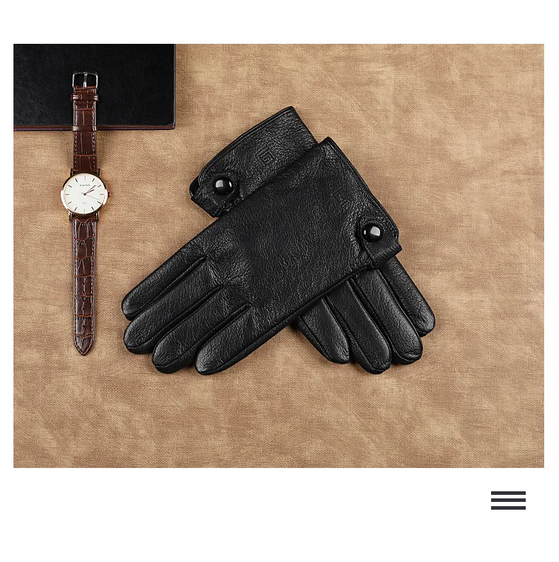Зимние Черные Оригинальные мужские кожаные перчатки для верховой езды на открытом воздухе с сенсорным экраном из овчины Guantes плюс