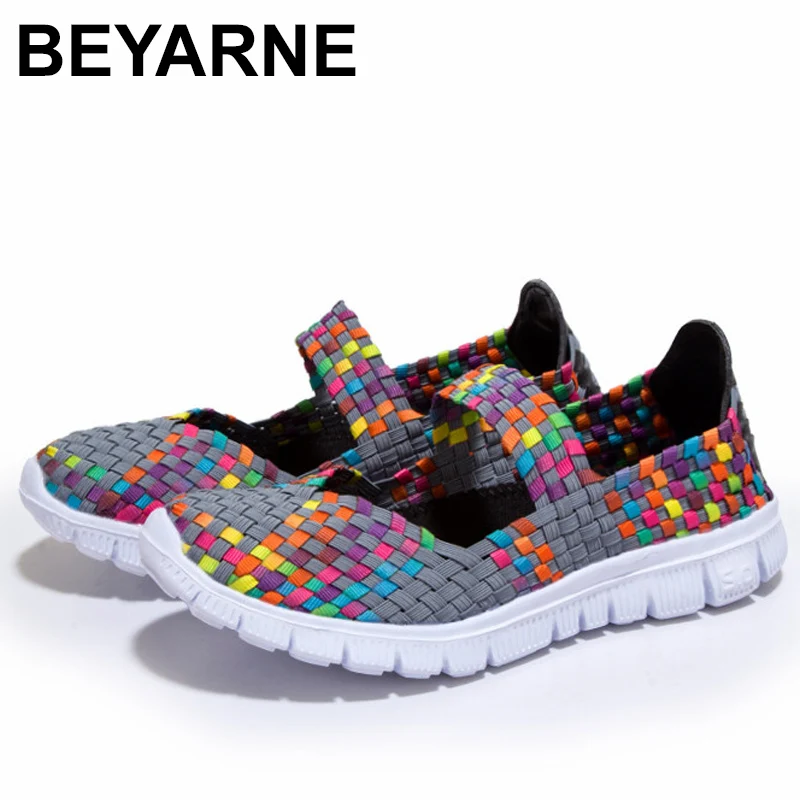 BEYARNE2019Hot/женская повседневная обувь Летняя дышащая женская тканая ручной работы