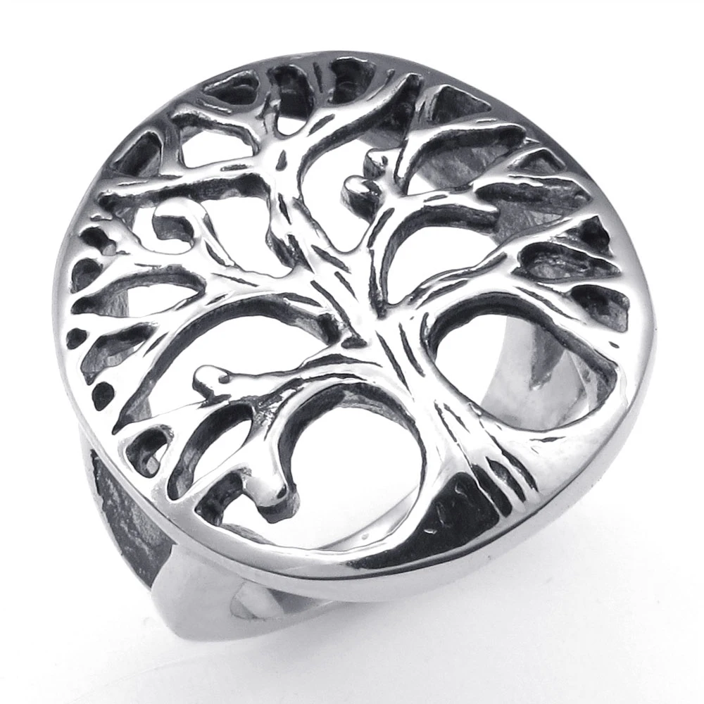 

Life Tree Ring, Stainless Steel Lifetree Design Casting Ring, Men's Ring, Women's Ring, Size 7 to 15, CR011