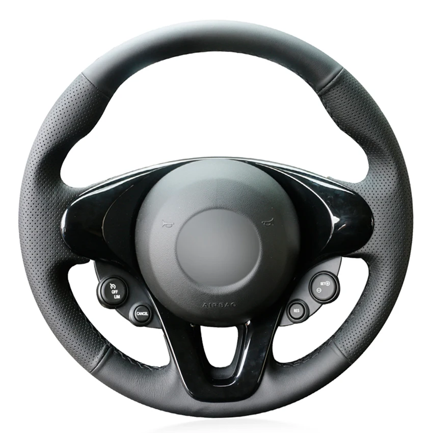 

Black PU Faux Leather Hand-stitched Car Steering Wheel Cover for Smart New Fortwo Forfour 2015-2017