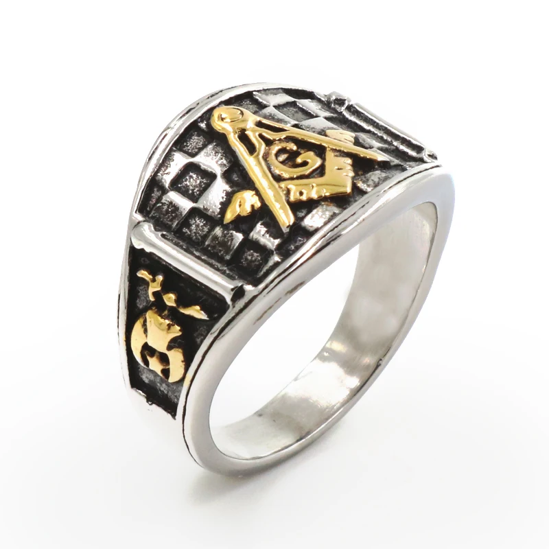 Wholesale New Ring For Men Punk Band Masonic Ring Freemasons Stainless