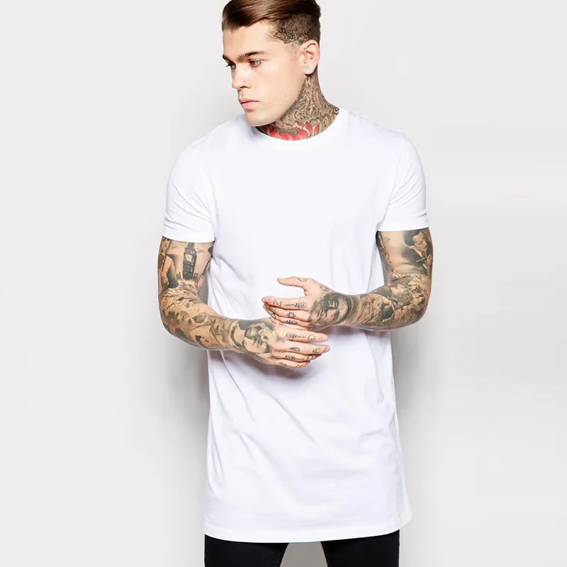 New Clothing Men's Casual Hip Hop Long T shirt Fashion Men Black Tops T ...