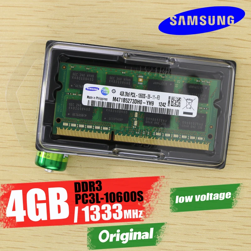 

Samsung 4G 4GB DDR3 PC3L 10600S 1333Mhz Laptop Memory 4G PC3L-10600S ddr3 1333 MHZ 204pin Notebook RAM (SEC chipset)