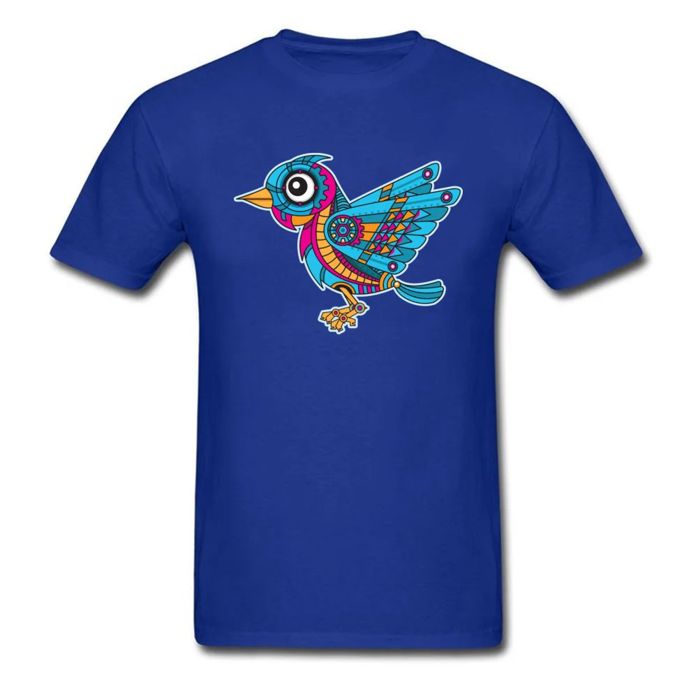 Mechanical Bird T Shirt Slim Fit Short Sleeve On Sale Crew Neck 100% Cotton Tees Europe Tops & Tees for Men Summer/Fall Mechanical Bird blue