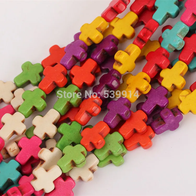 

8*10mm Colorful Crosses Howlite Beads Loose Stone Beads 160Pcs/Lot Charms Spacer Bead Handcrafts