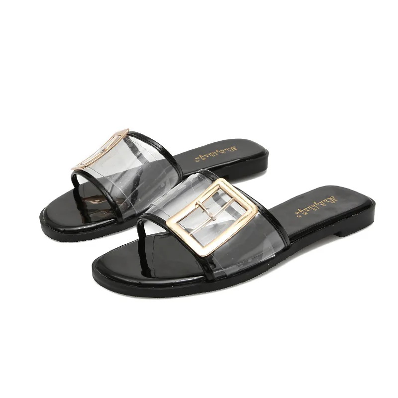 

Women Summer Slippers Shoes Woman 2019 Transparent Peep Toe Flip Flops Clear Women Outdoor Flat Beach Slides Female Fashion Shoe