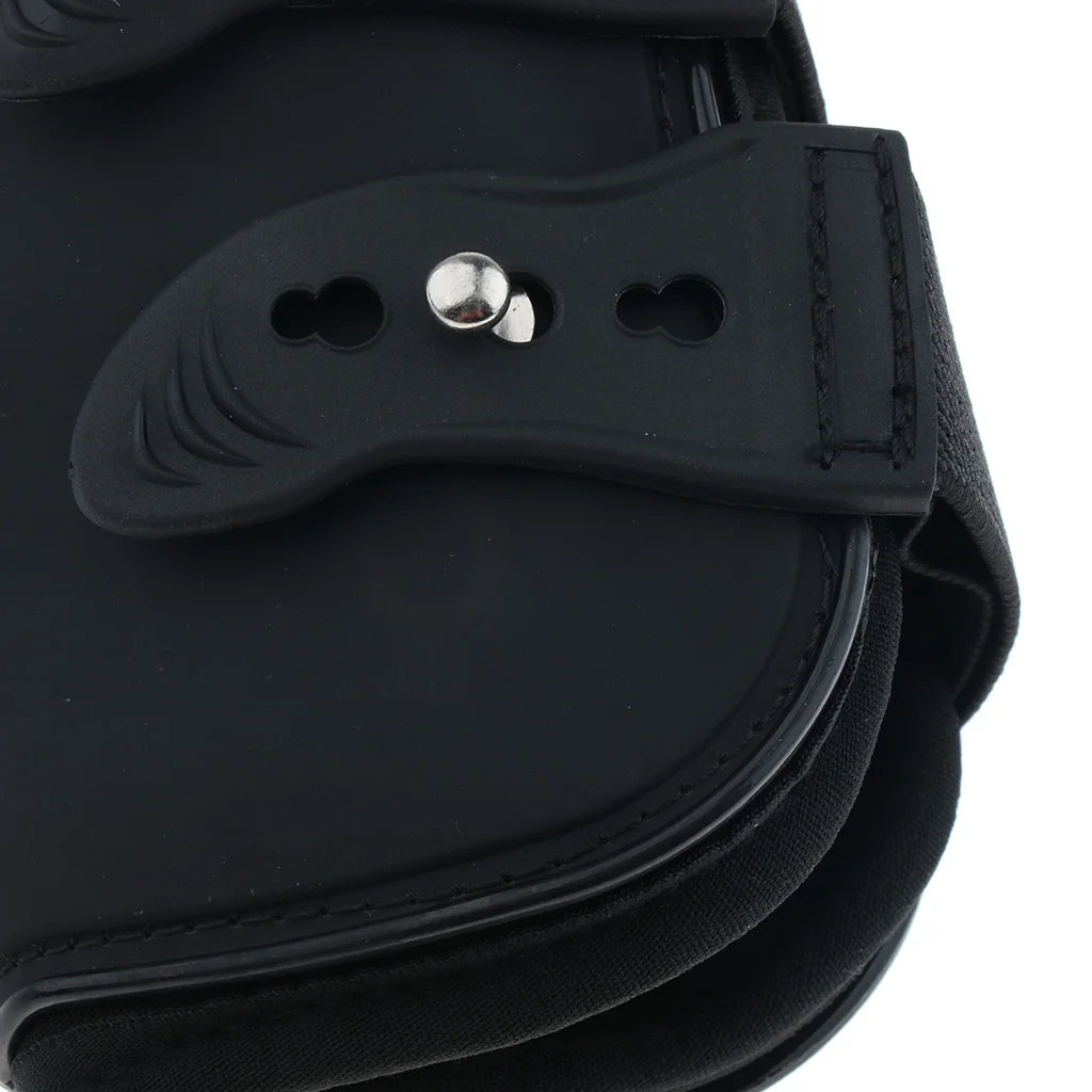 4 Pack Open Front Jumping Horse Boots, Fetlock and Tendon Leg Wrap Protective Gear, Black