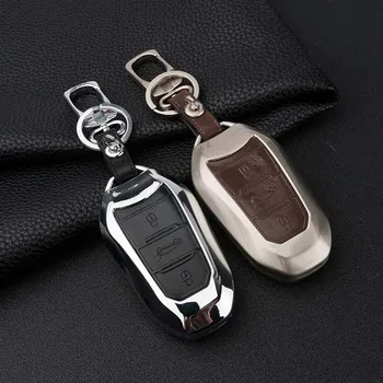 

Zine-alloy Metallic Smart Remote Key Fob Shell Leather Button Case Cover For Peugeot Series A Style