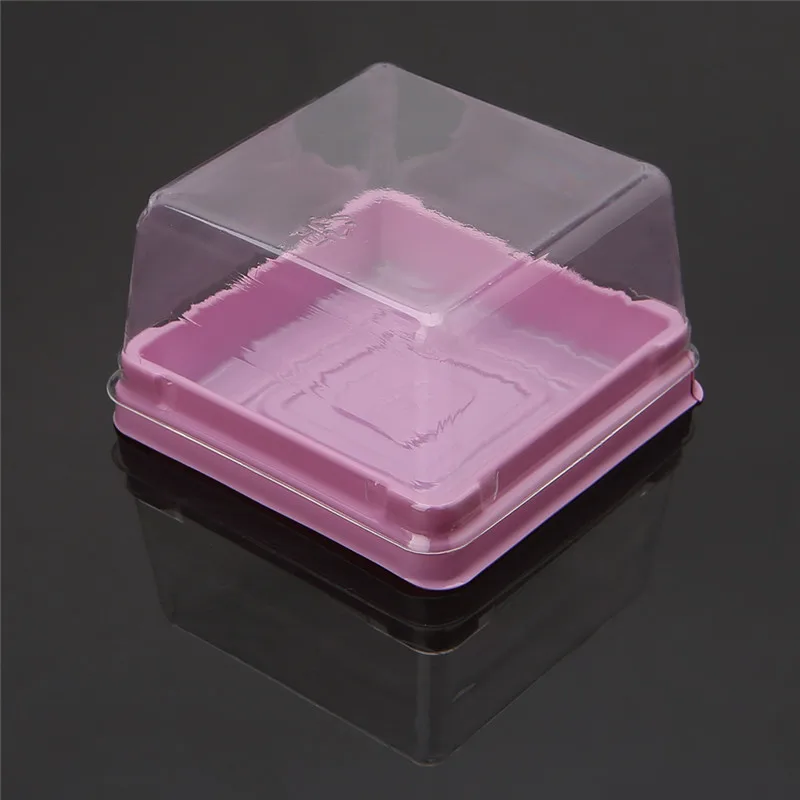 80 г квадратный лунный противни для пирожных Mooncake упаковочная коробка контейнер держатель с крышкой яичный желток слоеные коробки 50 комплектов - Цвет: Розовый