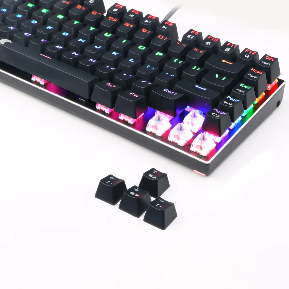 Механическая клавиатура TKL с несколькими переключателями 81 клавишами, Радужный светодиодный алюминиевый игровой клавиатура с подсветкой со съемным кабелем Z88