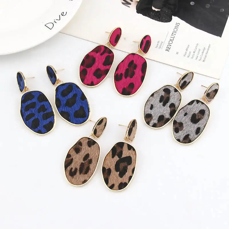 

2019 New Geometric Earrings 4 Color Irregular Leopard Earrings Fashion Drop Earrings for women Dangle Earrings A749-A752