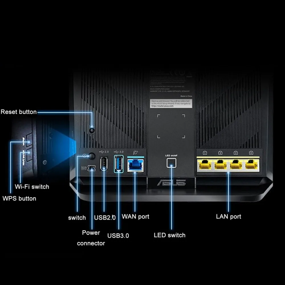 Asus двухдиапазонный Беспроводной гигабитный маршрутизатор с 4-Порты и разъёмы Gigabit LAN с тремя внешних антенн для дома Применение RT-AC86U