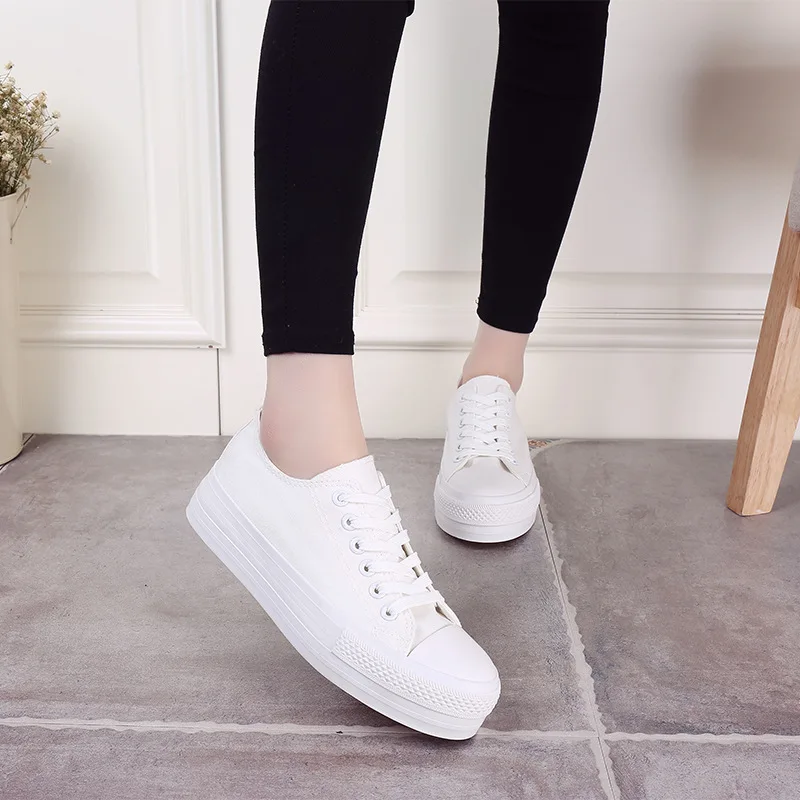 thick sole white canvas shoes