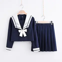 Японский jk форма в Корейском стиле Короткие рукава матроска + короткая юбка класс школьная Униформа Костюмы комплект для Для женщин для