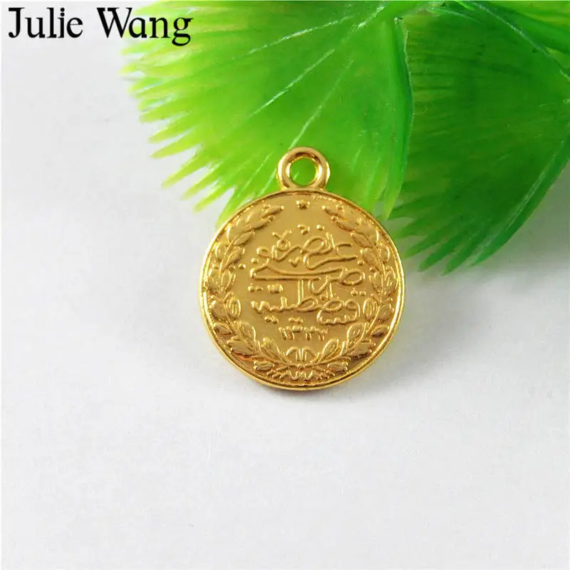 

Julie Wang 20PCS Gold Coins Alloy Double-sided Charm Pendant DIY Bracelet Necklace Findings Jewelry Making Accessory