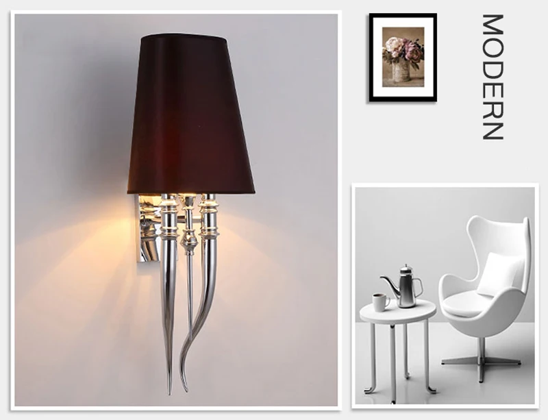 Modern Iron Claw Horn Cloth LED Wall Light Bedroom Bedside Wall Lamp Dining Living Room Wall Sconce Light Fixtures (21)