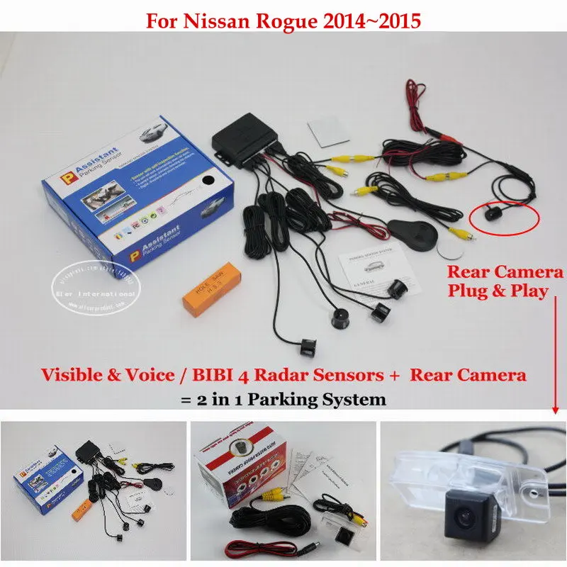 

For Nissan Rogue 2014~2015 - Car Parking Sensors+Rear View Back Up Camera = 2 in 1 Visual / BIBI Alarm Parking System