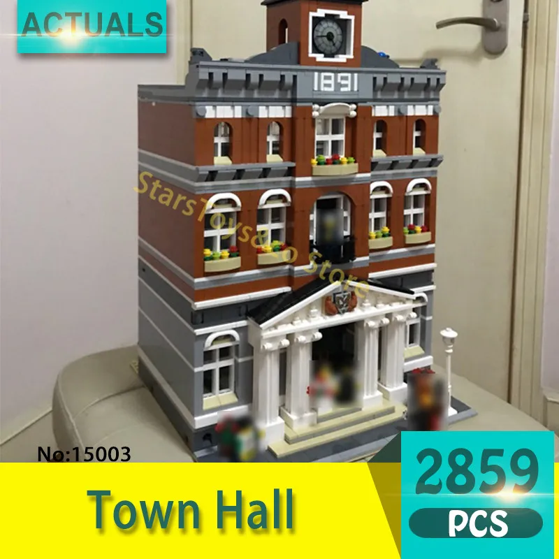 15003 2859Pcs Street View series Town Hall Model Building Blocks Set