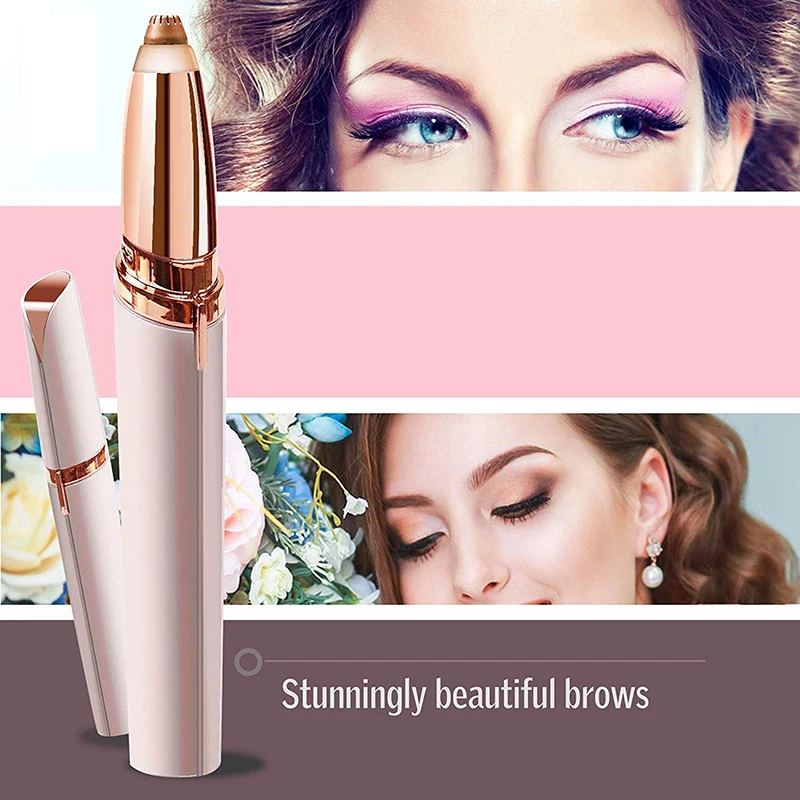 TOHUAN Electric Eyebrow Hair Trimmer Women Painless Portable Precision Brows Hair Remover Lipstick Shape Hair Razor USB Recharge