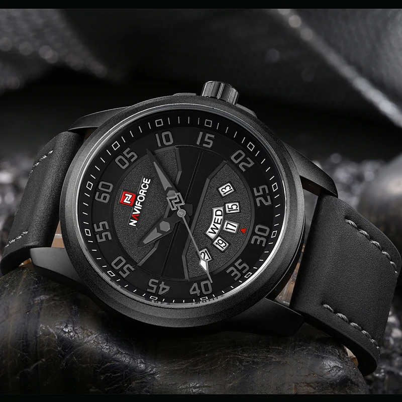 Günstig Neue Luxus Marke NAVIFORCE Männer Mode Casual Uhren herren Quarz Uhr Mann Lederband Armee Militär Sport Armbanduhr