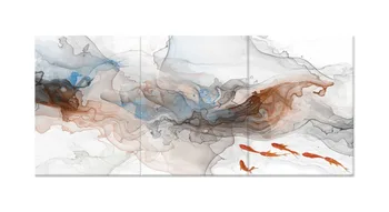 

3 Piece Abstract Clouds Gold Lines Wall Canvas Painting Home Decoration Wall Picture for Living Room Modular Pictures Decor