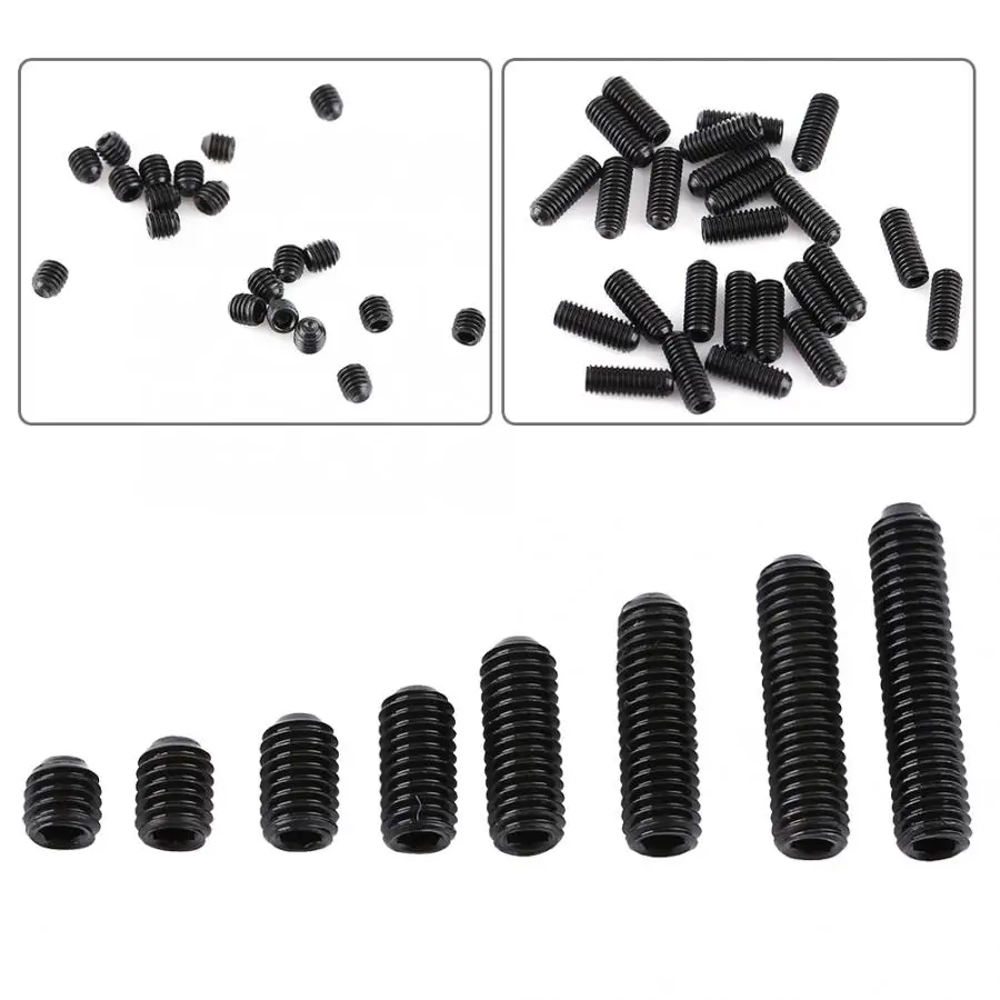 

200pcs/Set M3 Black Steel Set Screw Hex Socket Cup Point Screw Assortment Fasteners