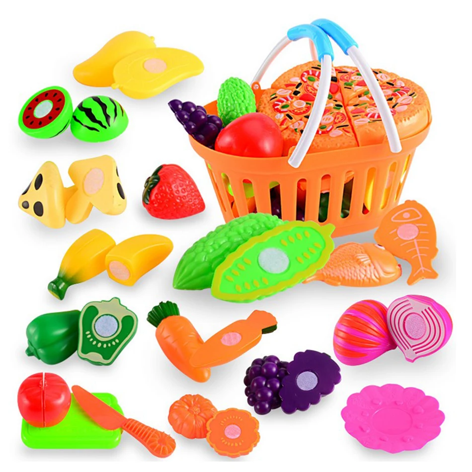 24Pcs/Set Plastic Fruit Vegetables Cutting Toy Early Development and Child Play House Sets Toy
