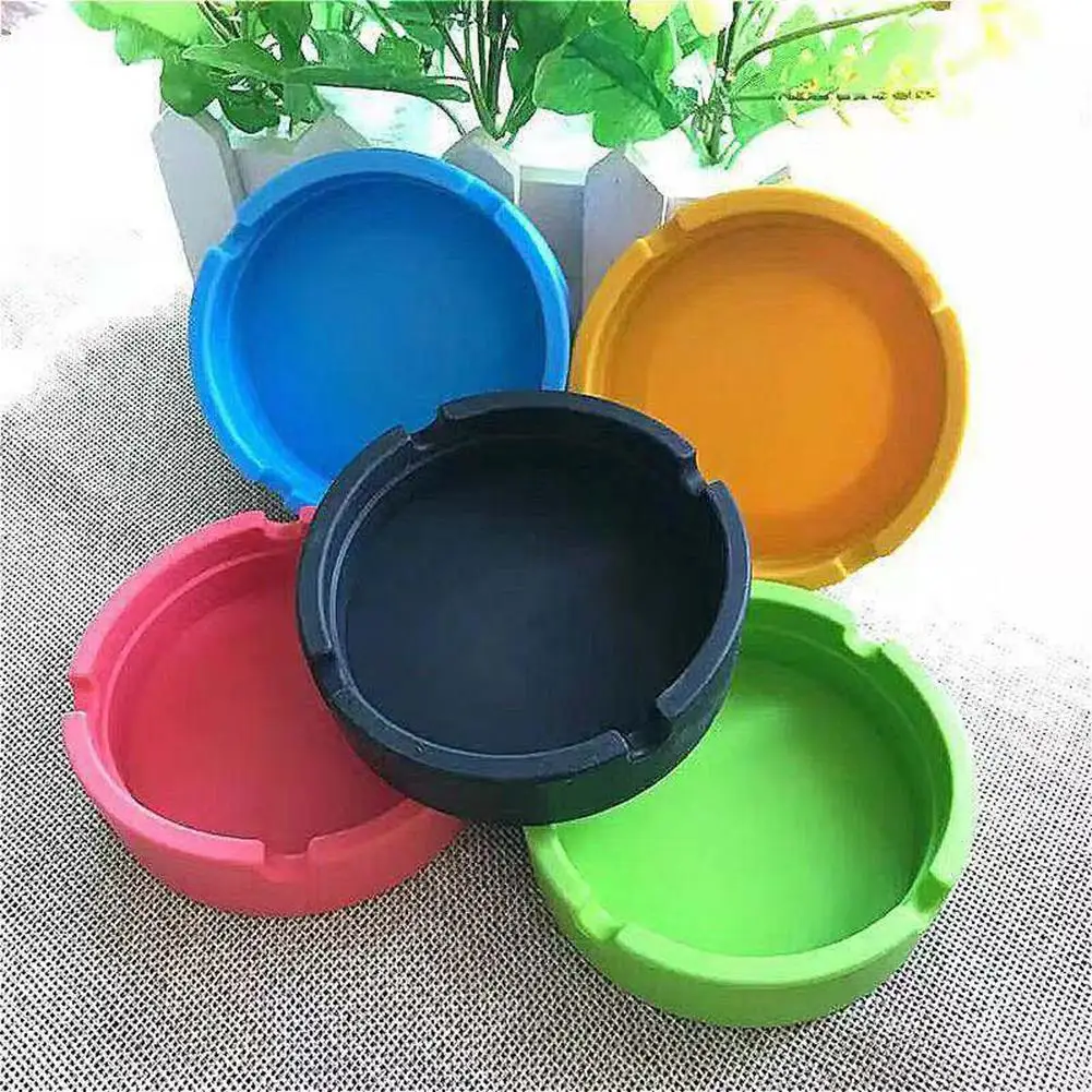 

HOT SALE Silicone Soft Round Ashtray Cigarette Holder Heat Resistant Ash Tray Plates Ashtrays