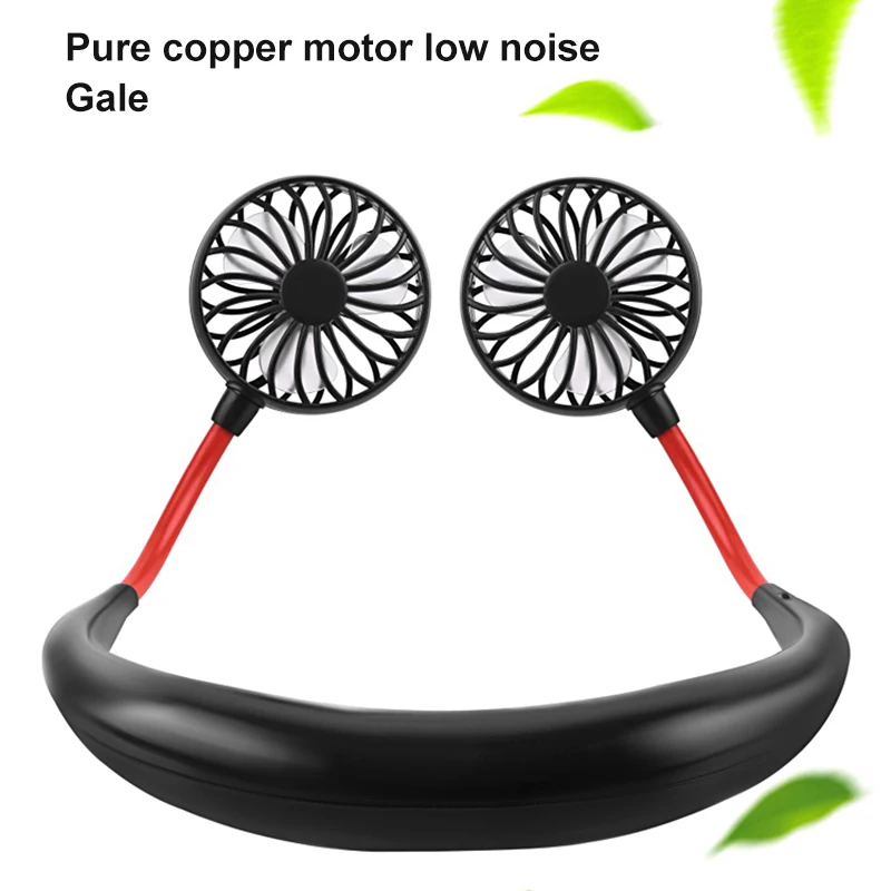 

NEW Neckband Double Fan Mini USB Portable Handsfree Sports Fan for Outdoor