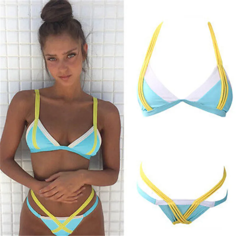 Sexy Swimwear Bikini Set Bandage Bordered 2017 Brazilian Push Up Bikini Set Swimming Swimsuit