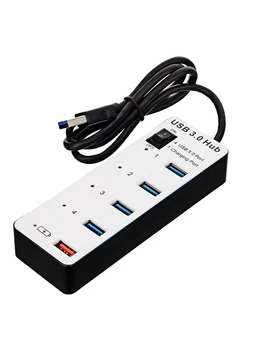 

5Gbps USB 3.0 4 Port HUB Switches Spilitter Adapter Connector Extender Convertor with 100cm Cable+2.1A Fast Charging Port