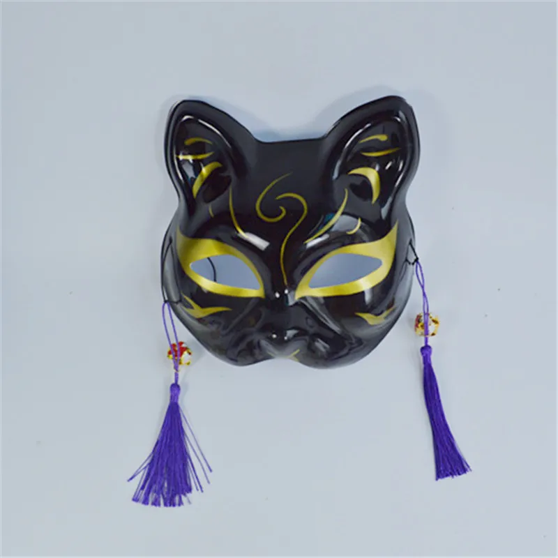 Маскарадная маска для кошки на Хэллоуин; карнавальные Вечерние Маски на половину лица; черная маска с лисой; модные готические японские Аксессуары для кошек - Цвет: Black Q