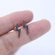 Деликатный fine 925 Серебряное украшение-гвоздик Прямая розовое золото чёрный ЧР КАМЕНЬ ВСПЫШКИ серьги-гвоздики изысканные девушки серьги