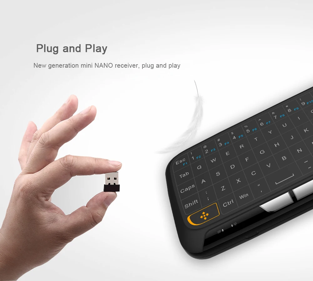 H18 мини USB 2,4 ГГц Беспроводная виртуальная клавиатура сенсорная панель мыши воздушная мышь Резиновая с литиевой батареей для ПК Xbox 360 PS4 tv Box