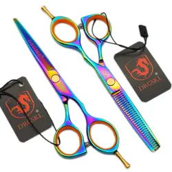 Продажи Радуга Парикмахерская ножницы высокого качества, многоцветный 5,5 дюймов Профессиональные волос Парикмахерские ножницы срезанные