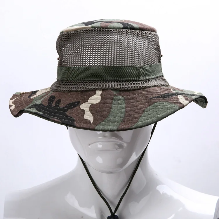 Summer Outdoor Sport wide brim Fisherman Hat Jungle Camouflage Sun Hats