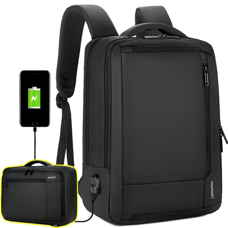 

Business Men's Backpack Black USB Charging Anti Theft Laptop Backpack 15.6 Inch Male Large Capacity College School Bags