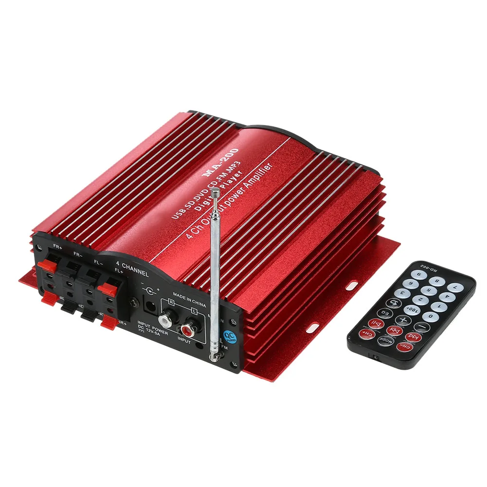 4 Channel Home Car Audio Amplifier Auto 4 CH HiFi Audio Power Amplifier USB SD MMC