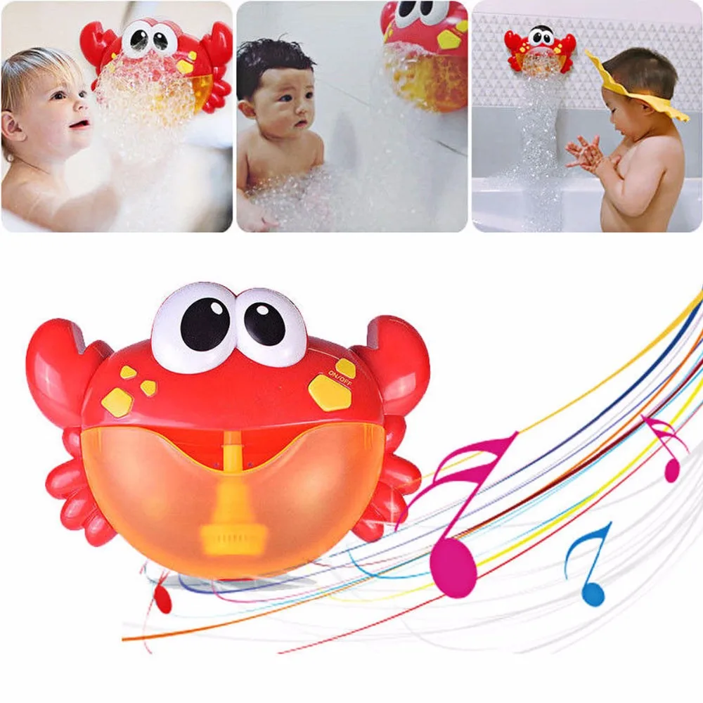 cheap Baby Bath Toys Bubble Crabs Funny Bath Music Bubble Maker Swimming Bathroom Pool Toys For Children Bathtub Soap Machine