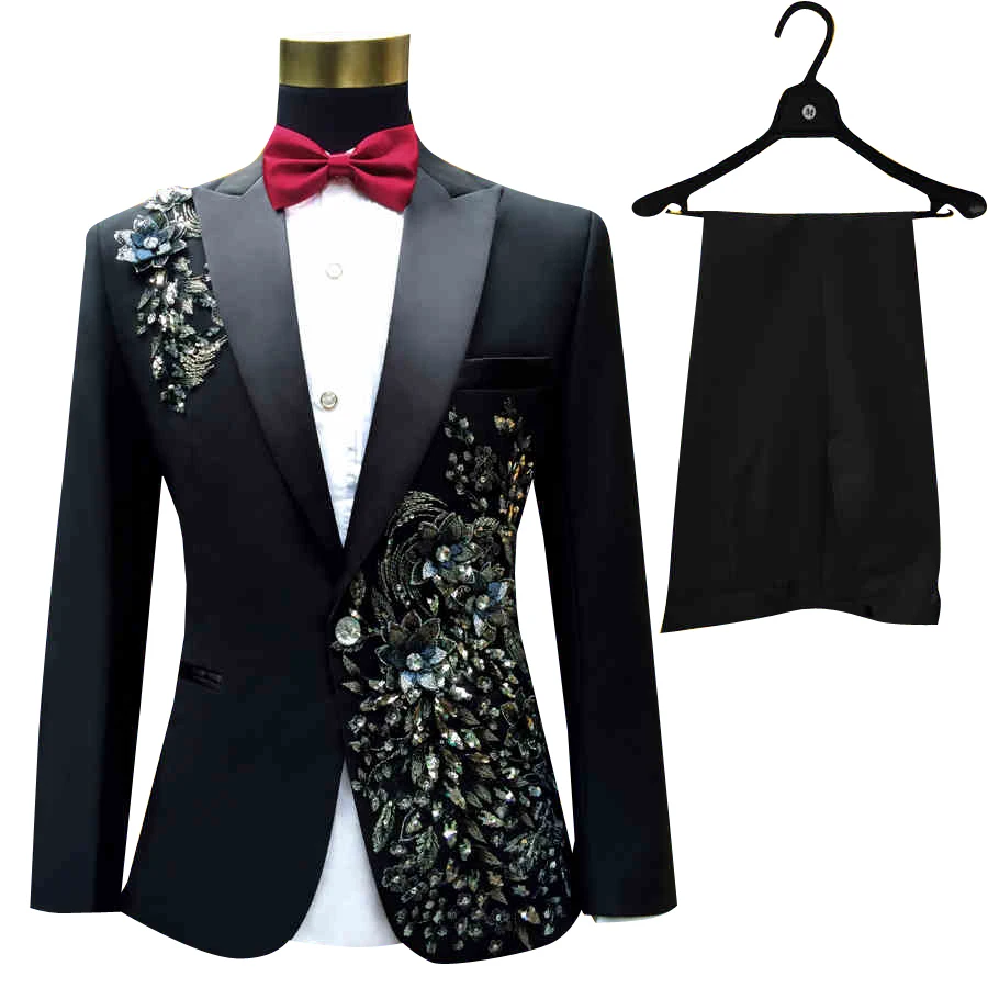 Buy Brand Men Suits Sequins Tuxedo Prom Groom Compere