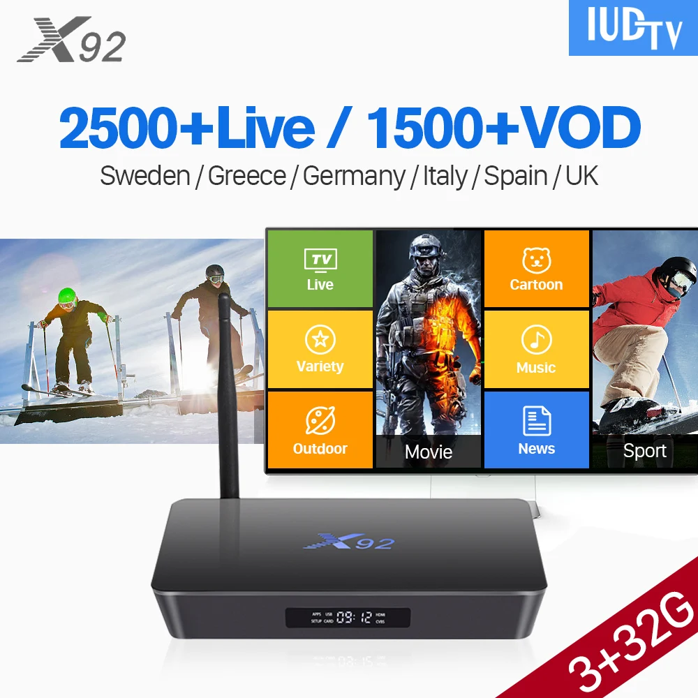 

1 Year IUDTV IPTV Code X92 UK Swedish IPTV Subscription 3G 32G Android TV Box Arabic Turkish IPTV Italy Greece Spain India IP TV