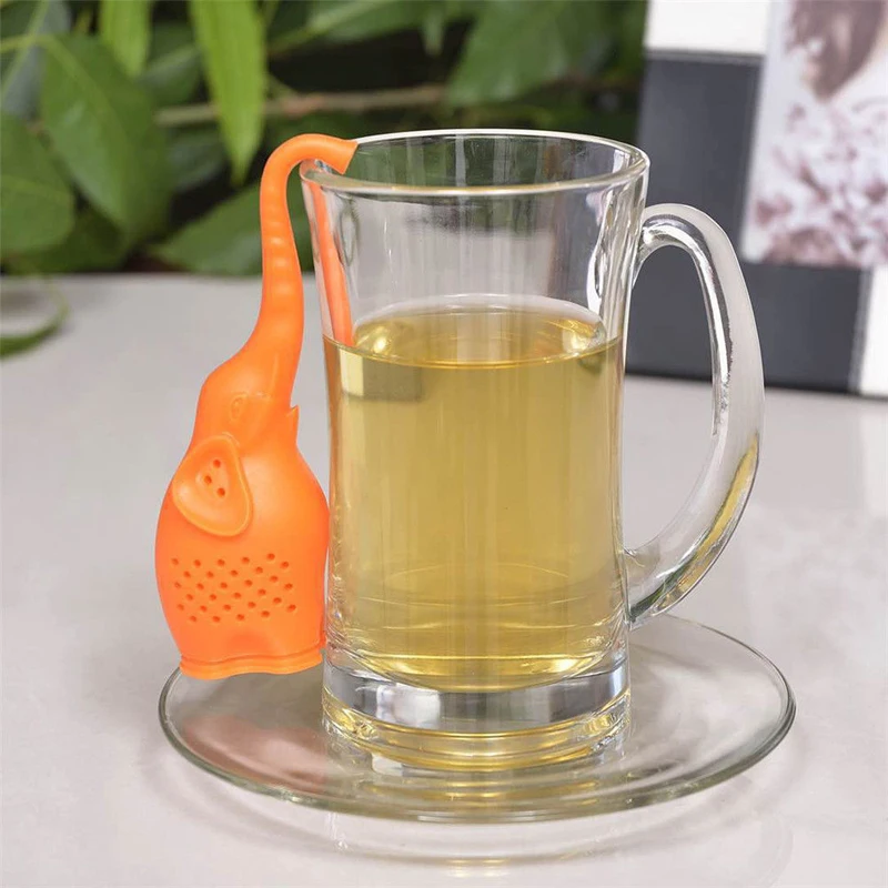 Silicone Tea Infusers Tools Cute Elephant Cartoon Shape Infusor Tea Strainer Food Grade Silicone Make Tea Bag Filter 4 Colors  (5)
