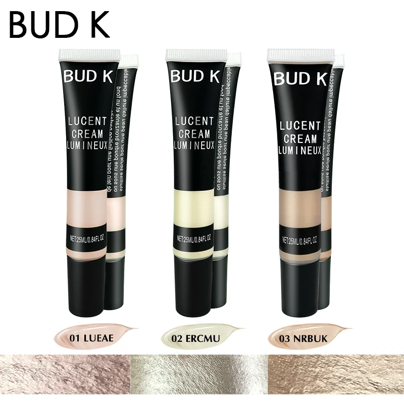

BUD K Face Highlighter Primer Makeup Contour Face Glitter Brightener Liquid Cream Concealer Base Liquid Highlighter 3PCS/SET