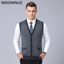 Мужской свитер без рукавов, кардиган, жилет для мужчин с v-образным вырезом, деловой повседневный мужской Homme, классический стиль, модный, MOOWNUC MWC, сохраняющий тепло, 4XL