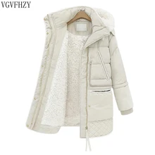 Зимние толстые пуховики из овечьей шерсти с белым утиным пером, женские пуховики, верхняя одежда, парки, пальто, плотное теплое пальто, куртка