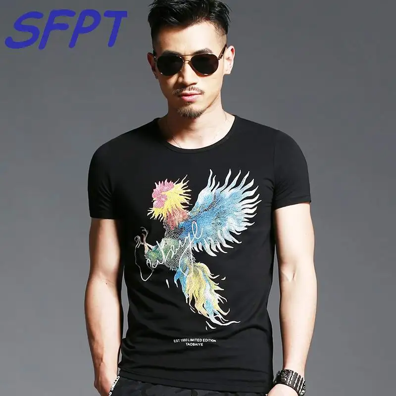 New Summer Style T shirts Men Black Color Cotton O Neck 3D Cock Tops