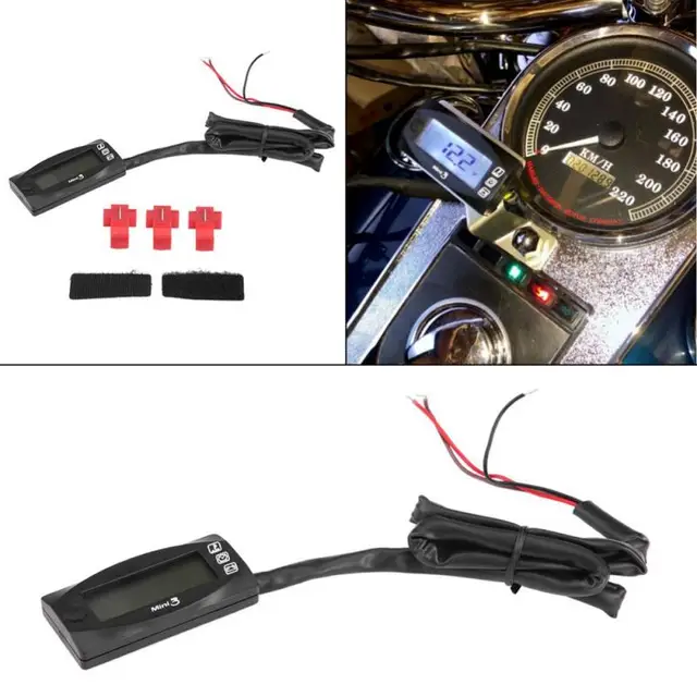 Mini 3-in-1 LED Display Motorcycle Air Temperature & Time Clock & Voltmeter Voltage Meter Mini Instruction LED Display Meter